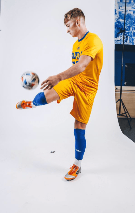 Jude Boyd in San Jose State Spartans kit #17, juggling the ball — official SJSU media shoot