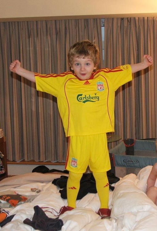 Young Jude Boyd in a Liverpool kit — football from day one