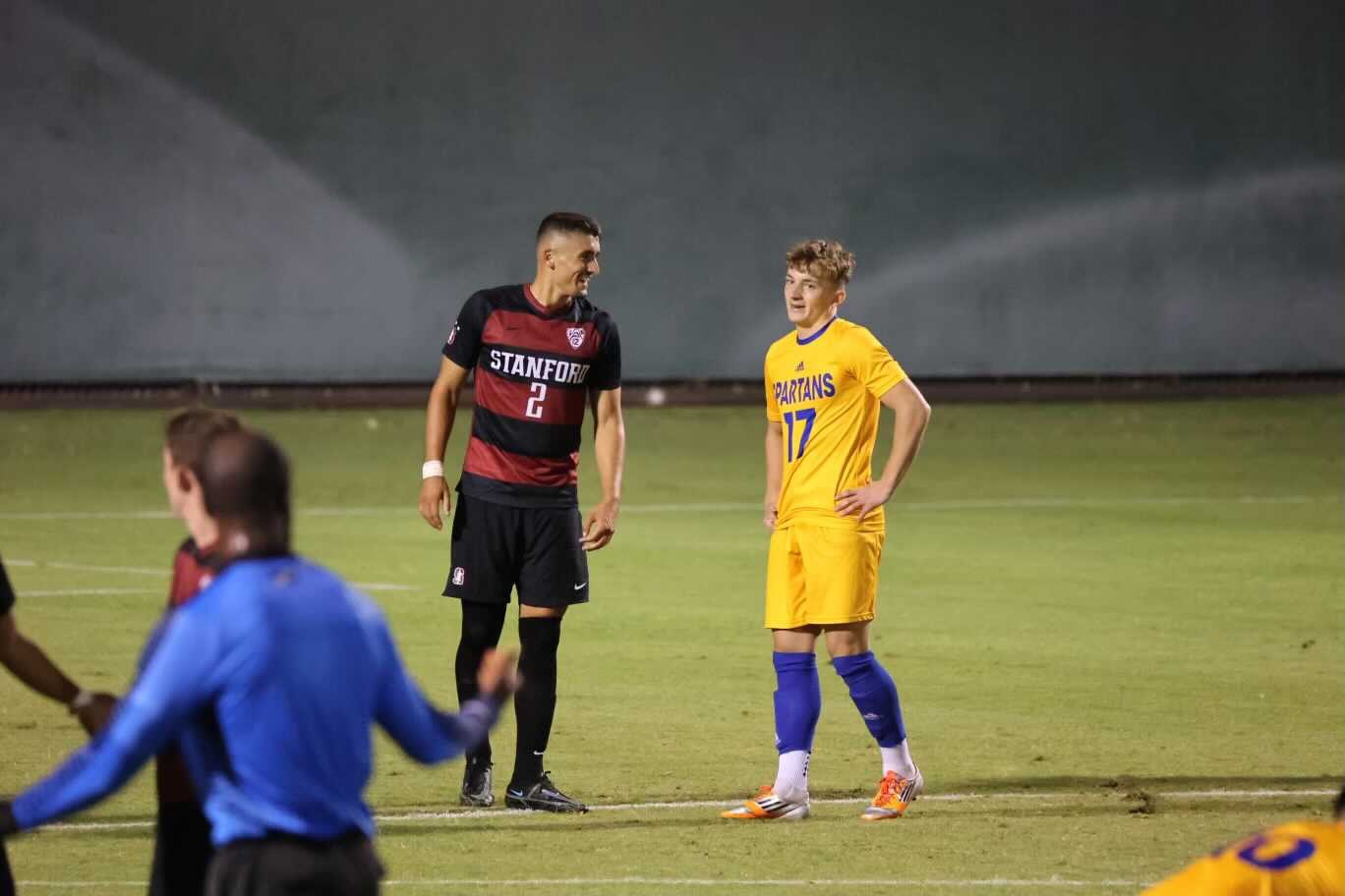 Jude Boyd #17 in San Jose State Spartans gold kit facing Stanford in D1